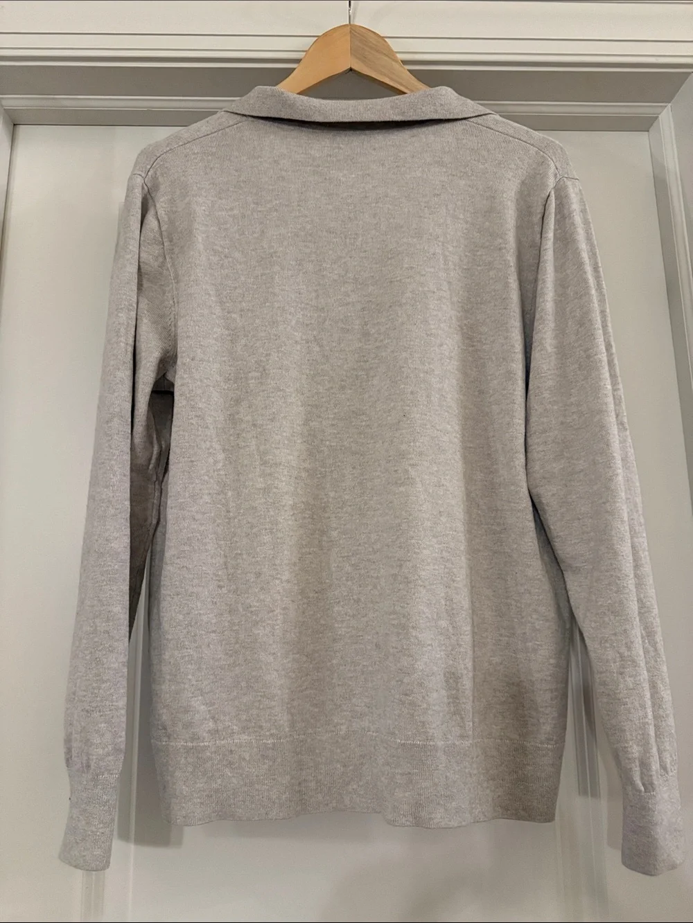 J. Crew Women’s Light Gray Collared V-Neck Polo Sweater w/ Cashmere - L NWOT
